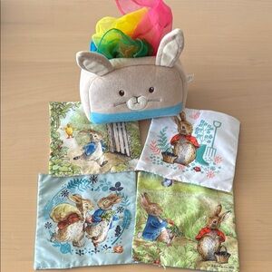 Bunny Plush Basket with Colorful scarves